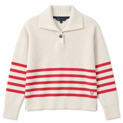 Womens Jumpers Collar Detail Stripe Knit Tops – Red-Quality Brands Outlet-