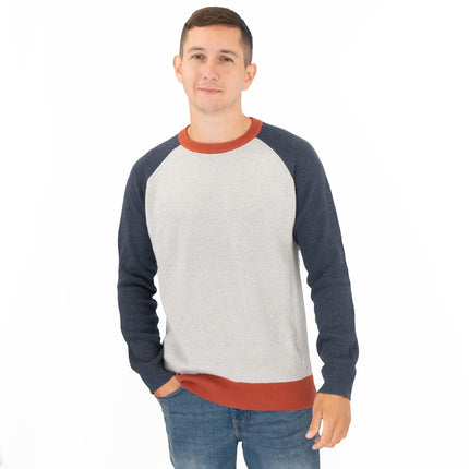 White Stuff Mens Pentire Crew Neck Grey Colour Block Jumper - Quality Brands Outlet