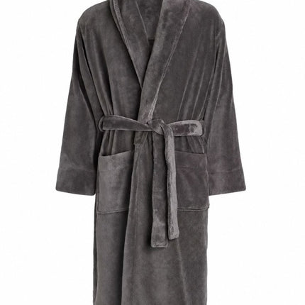 Mens Dressing Gown Sheared Fleece – Grey Soft Robe-Quality Brands Outlet-