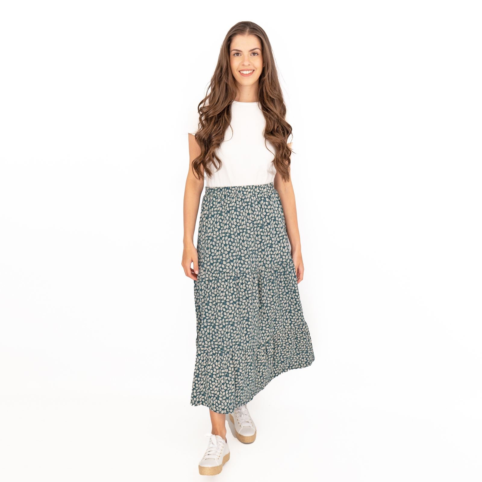 Seasalt Teal Spotty Leaves Dark Wreckage Line Strokes Maxi Skirt ...