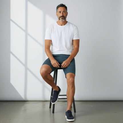 M&S Autograph Dark Petrol Lightweight Chino Shorts Regular Fit Summer - Quality Brands Outlet