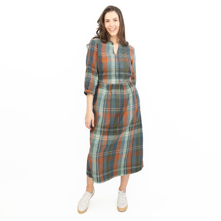 Seasalt Fair Green Check Midi Dress-Quality Brands Outlet-