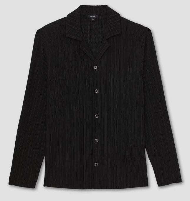 Aubry Cuban Shirts Long Sleeve Collared Black-Quality Brands Outlet-