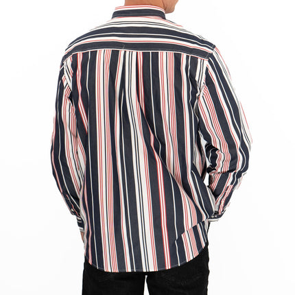 Premium Brand Long Sleeve Navy Striped Shirt-Quality Brands Outlet-