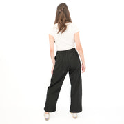 M&S Per Una Cargo Trousers Summer Linen Lyocell Blend Black Wide Leg with Drawstring - Quality Brands Outlet