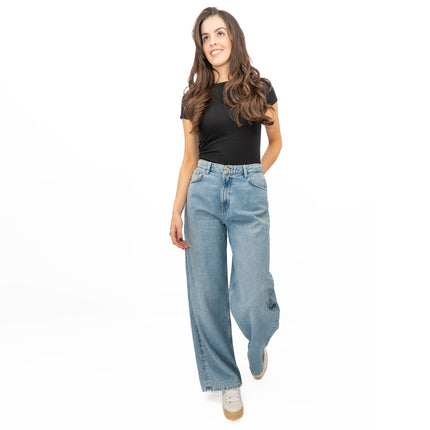 M&S Slouchy Wide Leg Jeans Light Blue Denim - Quality Brands Outlet
