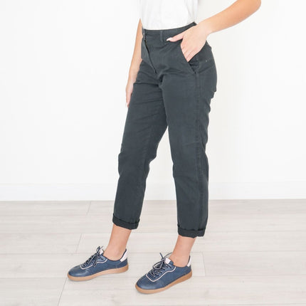 M&S Cotton Rich Tapered Ankle Grazer Chinos Black-Quality Brands Outlet-