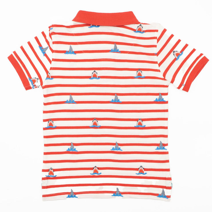 Mini Boden Boys Red Striped Shorts Sleeve Smart Casual Polo Shirts - Quality Brands Outlet