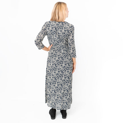 Seasalt Navy Floral Feather Slate Midi Dress-Quality Brands Outlet-