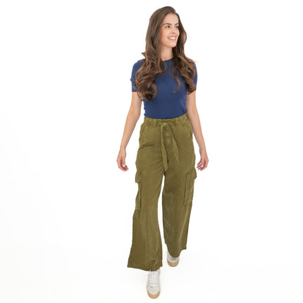 M&S Lyocell Cargo Trousers Khaki-Quality Brands Outlet-