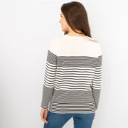 Wood On The Hill Women Long Sleeve White Striped Lightweight Jumpers