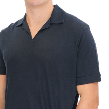 M&S Navy Pure Linen Polo Shirts - Quality Brands Outlet