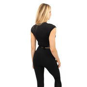 Gymshark Womens Ribbon Capped Sleeve Crop Top Black