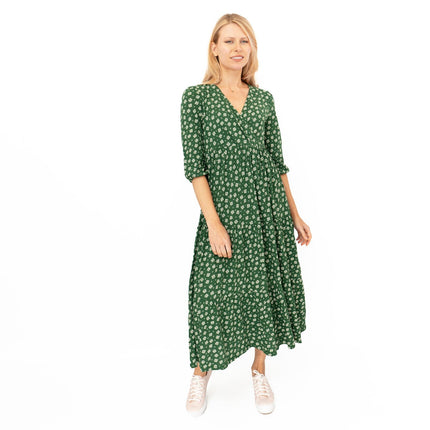 Seasalt Sky Branch Green Floral Jersey Midi Dress-Quality Brands Outlet-