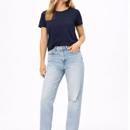 M&S Boyfriend Ankle Grazer Jean Light Indigo Relaxed Fit Casual Denim - Quality Brands Outlet