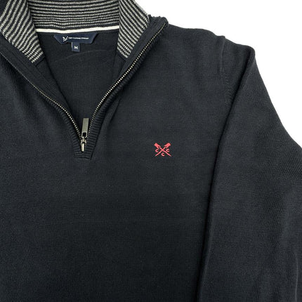 Crew Clothing Half Zip Knitted Jumper Long Sleeve Navy