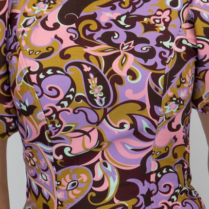 TED BAKER Short Puff Sleeve Pink Paisley Print Mini Dress-Quality Brands Outlet-