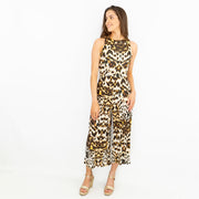 Karen Millen Leopard Print Wide Leg Sleeveless Jumpsuits