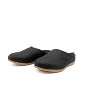 M&S Black Felt Faux Fur Lined Mule Slippers