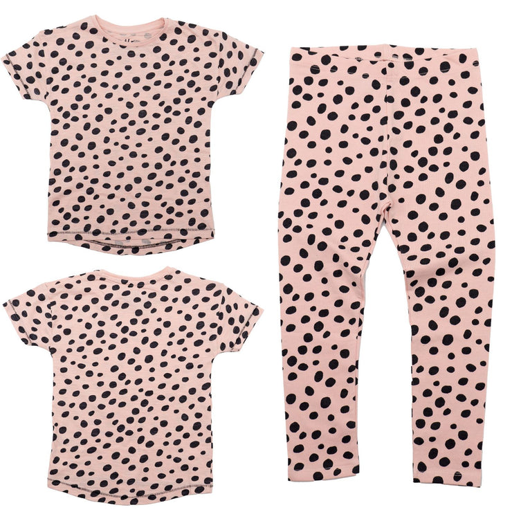 Mothercare Girls 2-piece Pyjama Set Pink Leopard Print PJs Cotton Jersey Short Sleeve with Trousers