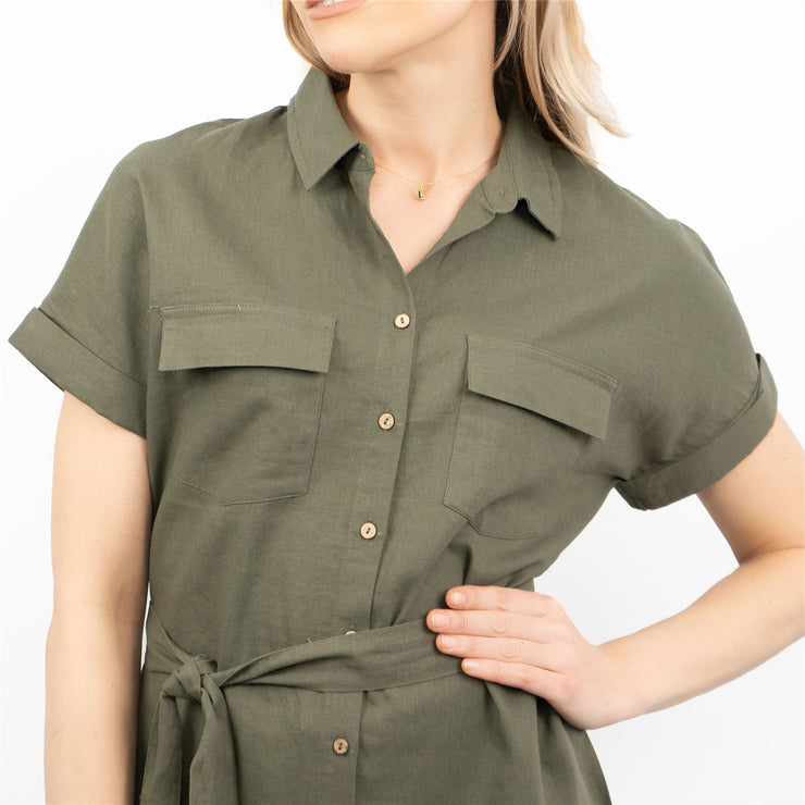 TU Clothing Khaki Green Short Sleeve Shirts Utility Style Tops - Quality Brands Outlet