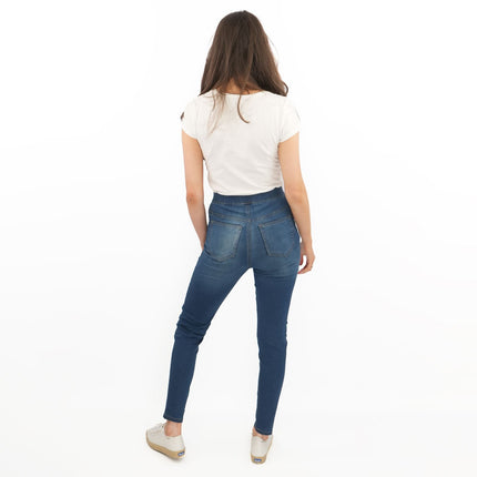 M&S Blue Jegging High Waist Ankle Grazer Skinny Leg Jeans-Quality Brands Outlet-
