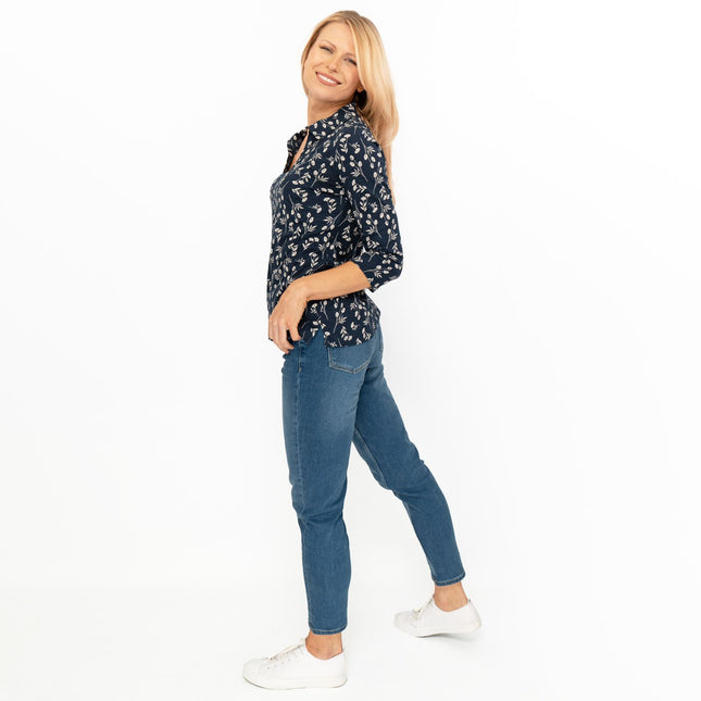 Seasalt Wavecrest Navy Blue Floral Jersey Top-Quality Brands Outlet-