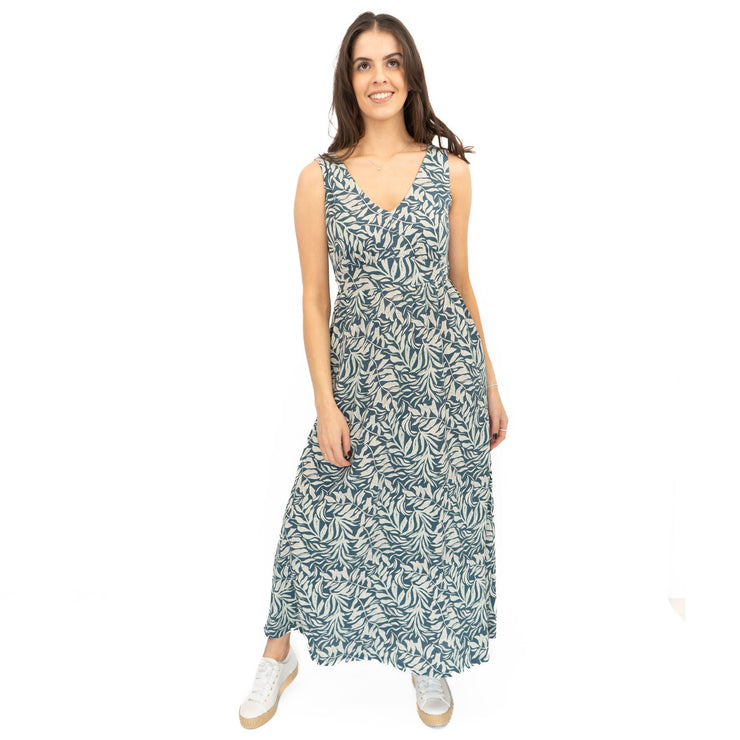 Seasalt Blue Polmanter Floral Maxi Dress Dune Fronds Pool - Quality Brands Outlet