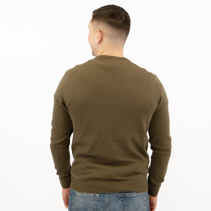 Crew Clothing Mens Knitted Jumper Long Sleeve Khaki Green-Quality Brands Outlet-