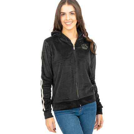 Lipsy Girl Teen Sequin Full Zip Black Velour Hoodies - Quality Brands Outlet