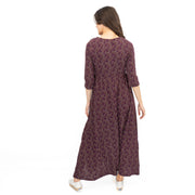 Seasalt Maggie Maxi Dress Purple Floral Cotton 3/4 Sleeve - Quality Brands Outlet
