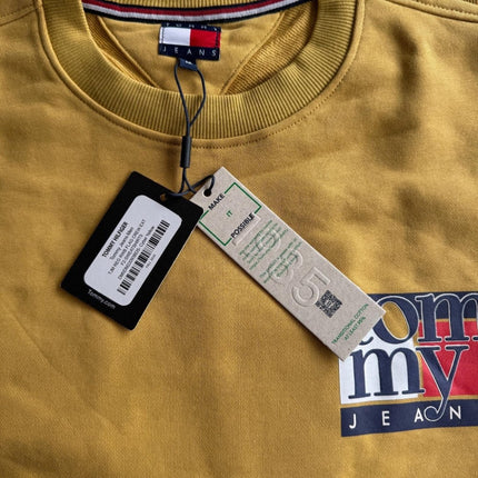 Mens Sweatshirts Classic Logo Print Long Sleeve Tops - Mustard Yellow-Quality Brands Outlet-
