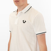 True Religion Men White Polo Shirt Short Sleeve Lightweight Button-Up Summer Tops