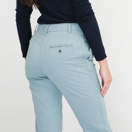 M&S Cotton Rich Tapered Ankle Grazer Chinos Aqua Blue-Quality Brands Outlet-