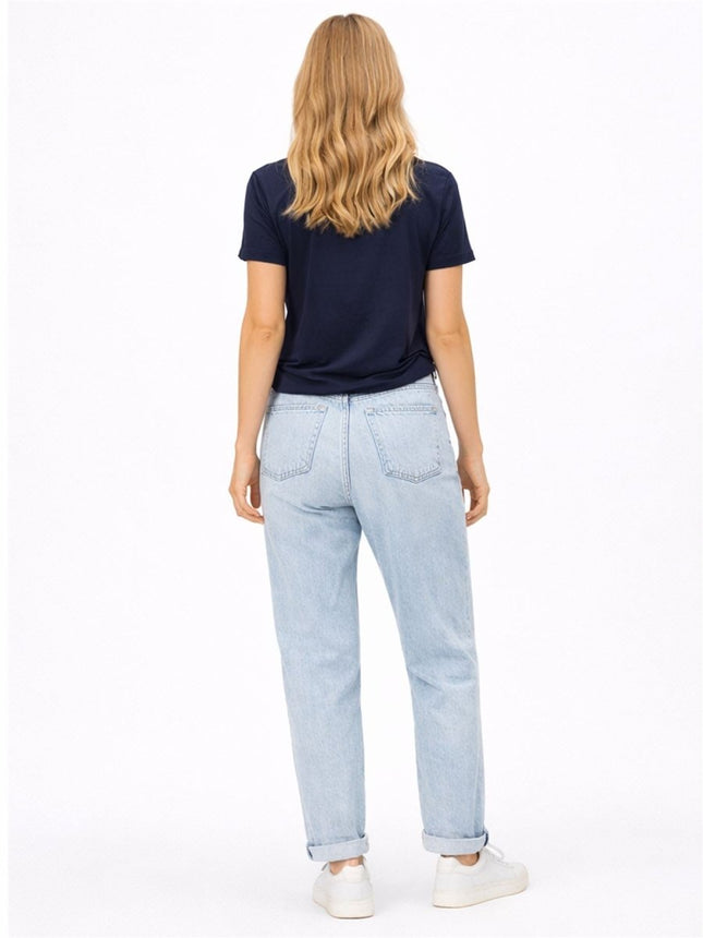 M&S Boyfriend Ankle Grazer Jean Light Indigo Relaxed Fit Casual Denim - Quality Brands Outlet