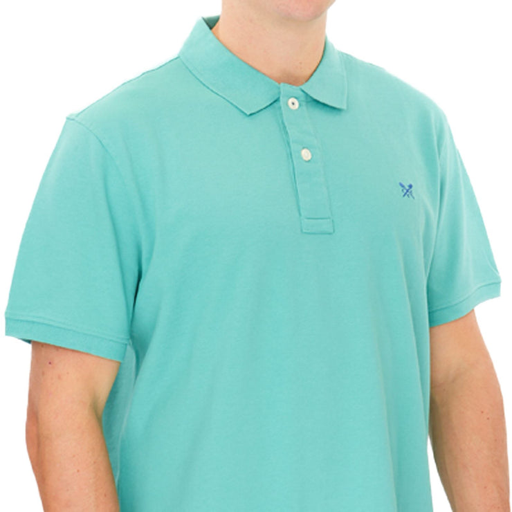 Crew Clothing Polo Shirt Classic Pique Cotton Aqua Green - Quality Brands Outlet