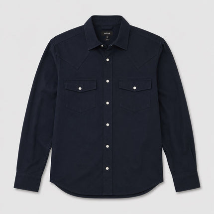 Ryan Long Sleeve Jersey Western Shirt – Navy-Quality Brands Outlet-