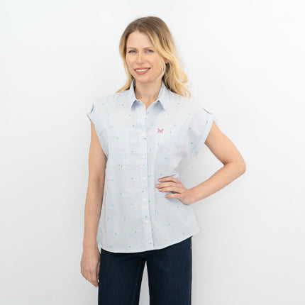 CREW CLOTHING Womens Blue Striped Embroidered Shirt