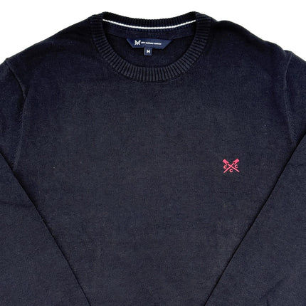 Crew Clothing Mens Knitted Jumper Long Sleeve Navy-Quality Brands Outlet-