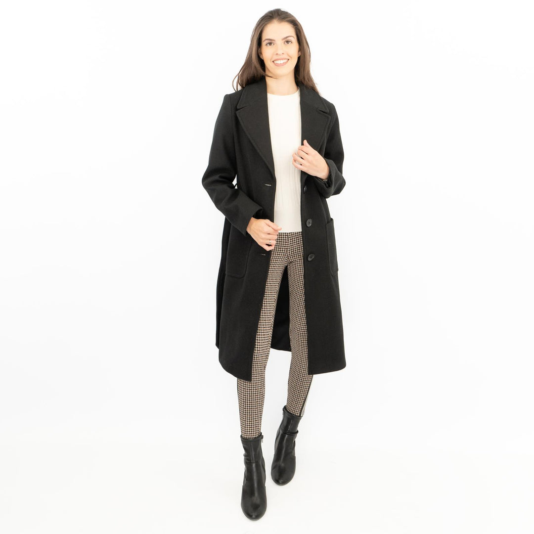 M S Black Belted Tailored Coat Quality Brands Outlet