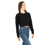 True Religion Black Soft Cotton Sweatshirt Long Sleeve Crop Tops