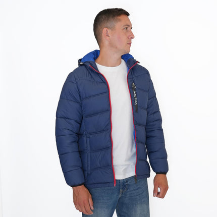 Nautica Mens Performance N83 Hooded Puffer Jacket Navy