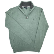 Crew Clothing Mens Knitted Jumper Long Sleeve Half Zip Pale Green - Quality Brands Outlet