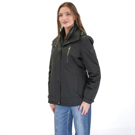 3-in-1 Waterproof Ski Jacket Black with Detachable Insert-Quality Brands Outlet-