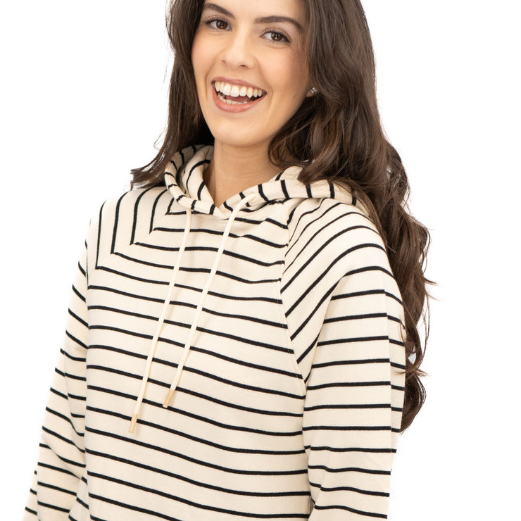 M&S Womens Striped Longline Hoodie Pure Cotton - Quality Brands Outlet