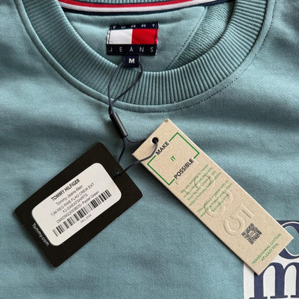 Mens Sweatshirts Classic Logo Print Long Sleeve Tops - Pastel Green-Quality Brands Outlet-