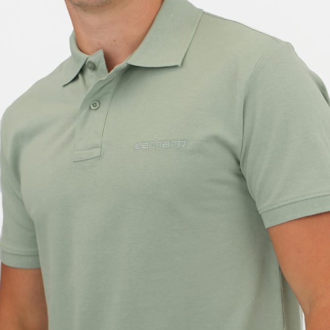 Script Logo Sage Green Pique Polo Shirts Short Sleeve Tops