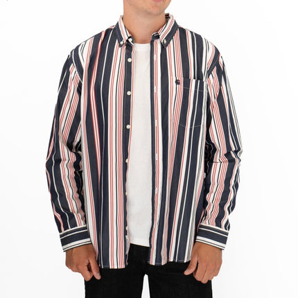 Premium Brand Long Sleeve Navy Striped Shirt-Quality Brands Outlet-