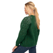 M&S Womens Green Sequin Crew Neck Jumper - Quality Brands Outlet