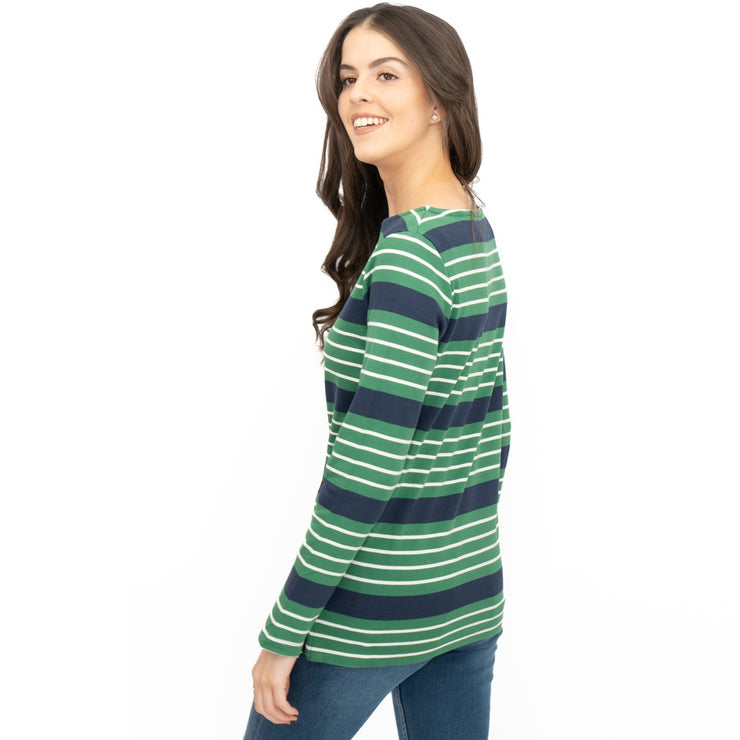 Crew Clothing Womens Top Ultimate Breton Stripe Green - Quality Brands Outlet